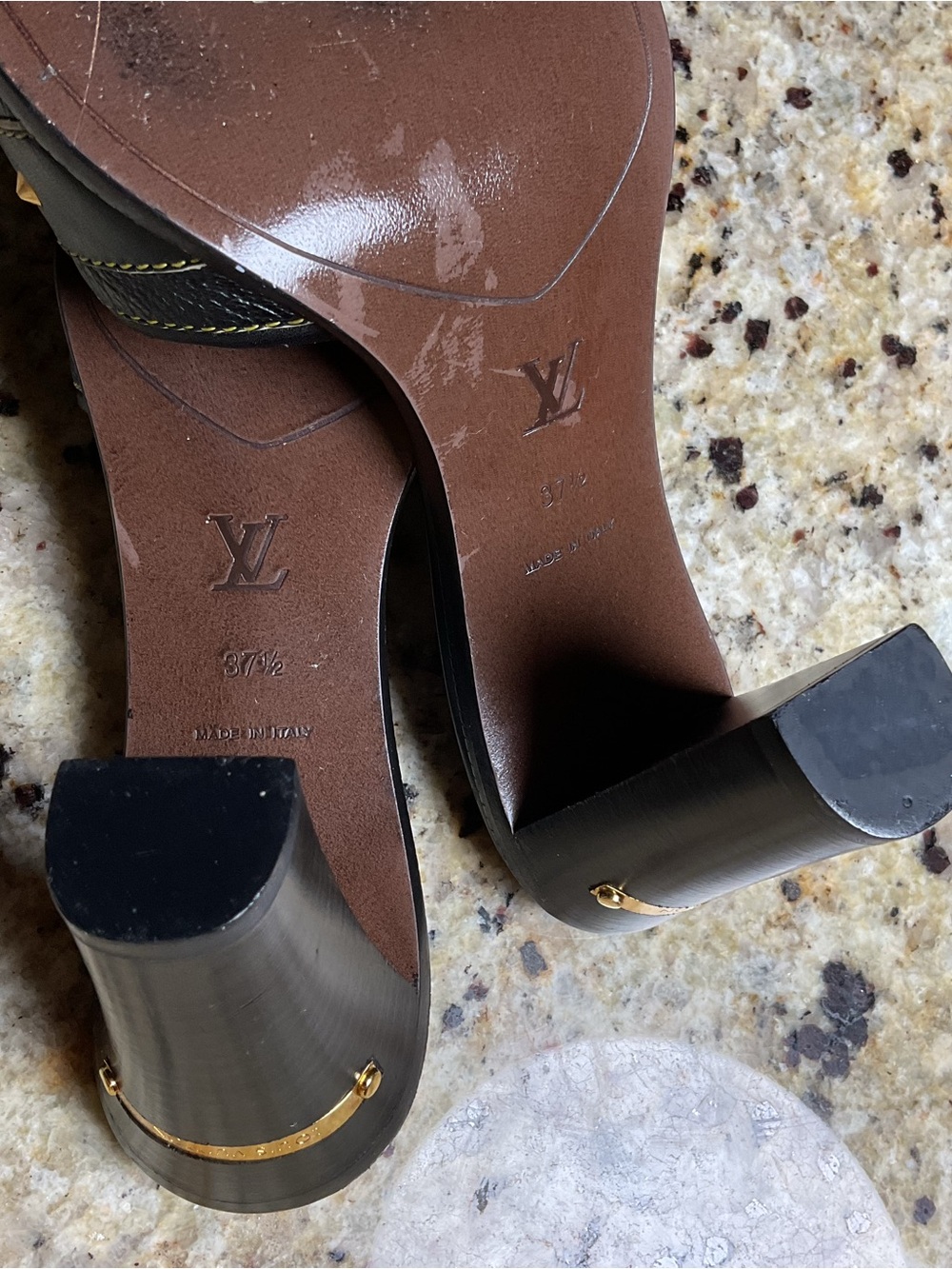 Louis Vuitton Black Suhali Leather Studded 3-1/2” Heel Mules Size 37.5 (EU) - Picture 8 of 9